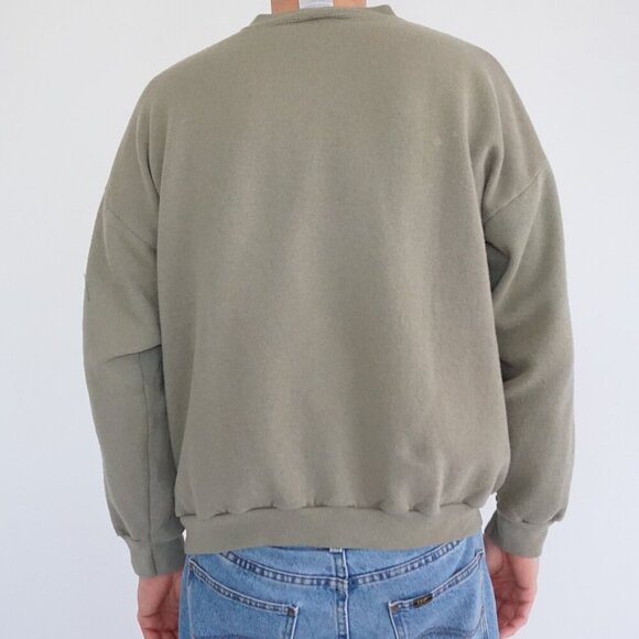 Vintage '90s Tultex Olive Green Embroidered New York Wolves Crewneck sweater XL - Picture 2 of 10